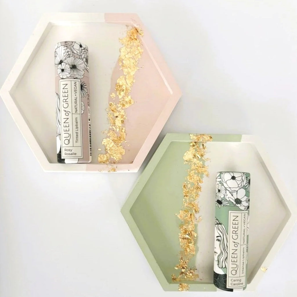 Geschenkset mit Lipbalm und Keramik-Tablett