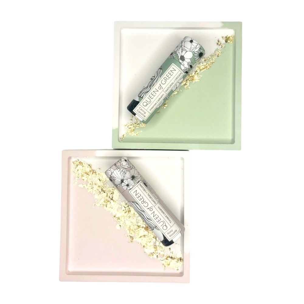 Geschenkset mit Lippenbalsam und Keramik-Tablett